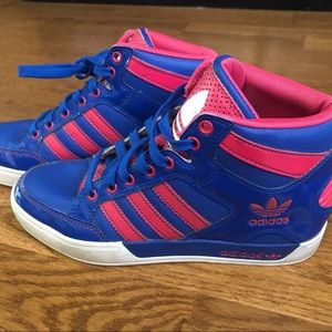 Adidas Hardcourt Hi Sneakers retro high tops pink and blue basketball size 6